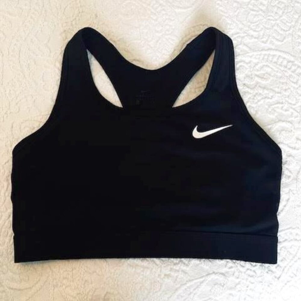 NIKE Dri-Fit Sports Bra Women's M Racerback Black Athletic Athleisure Sports